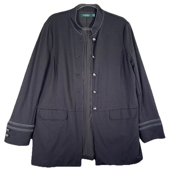 Lauren Ralph Lauren Black Military Jacket Womens Mandarin Collar Size XL - Picture 2 of 13